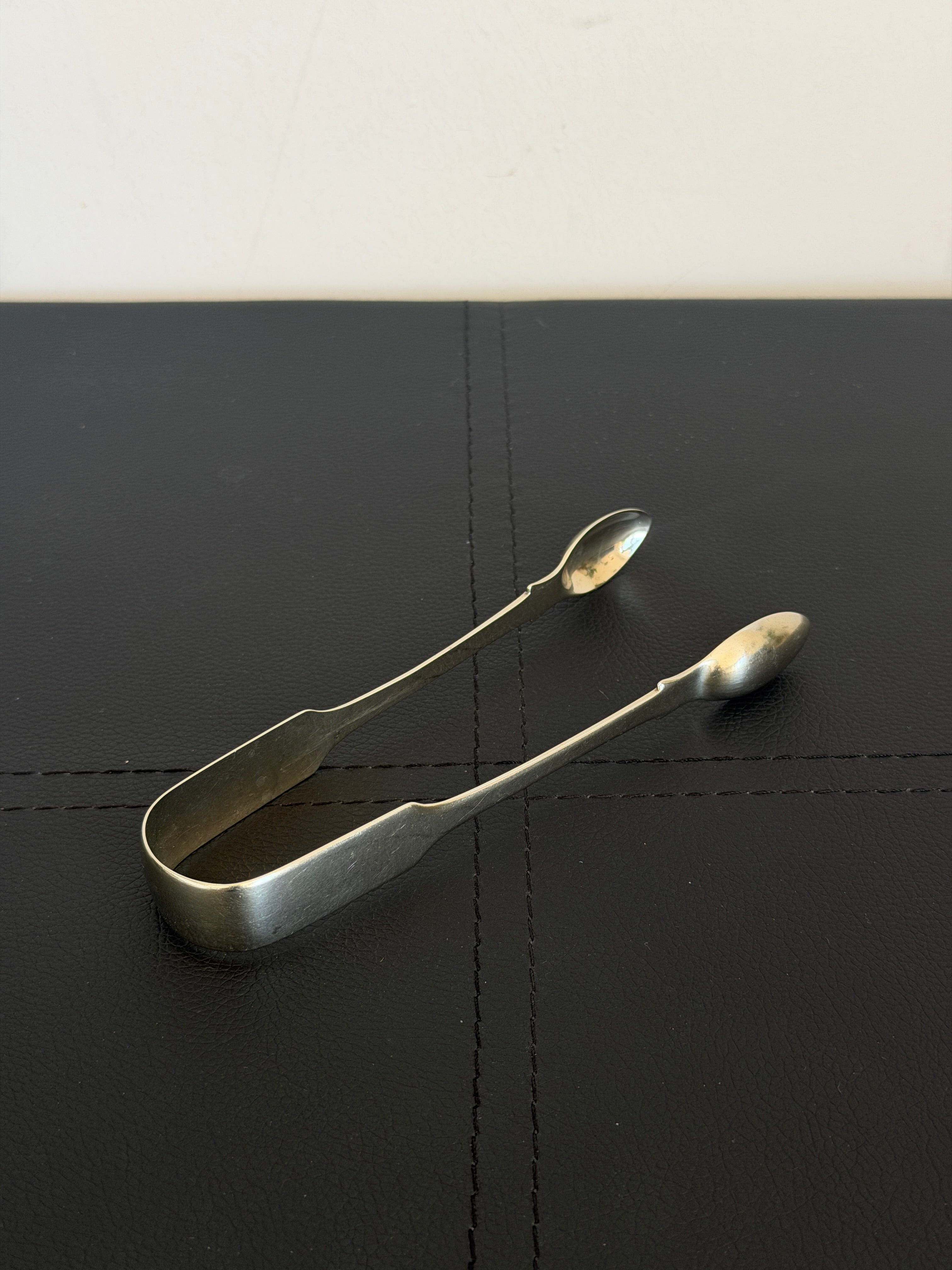 Large Antique Silver Tongs