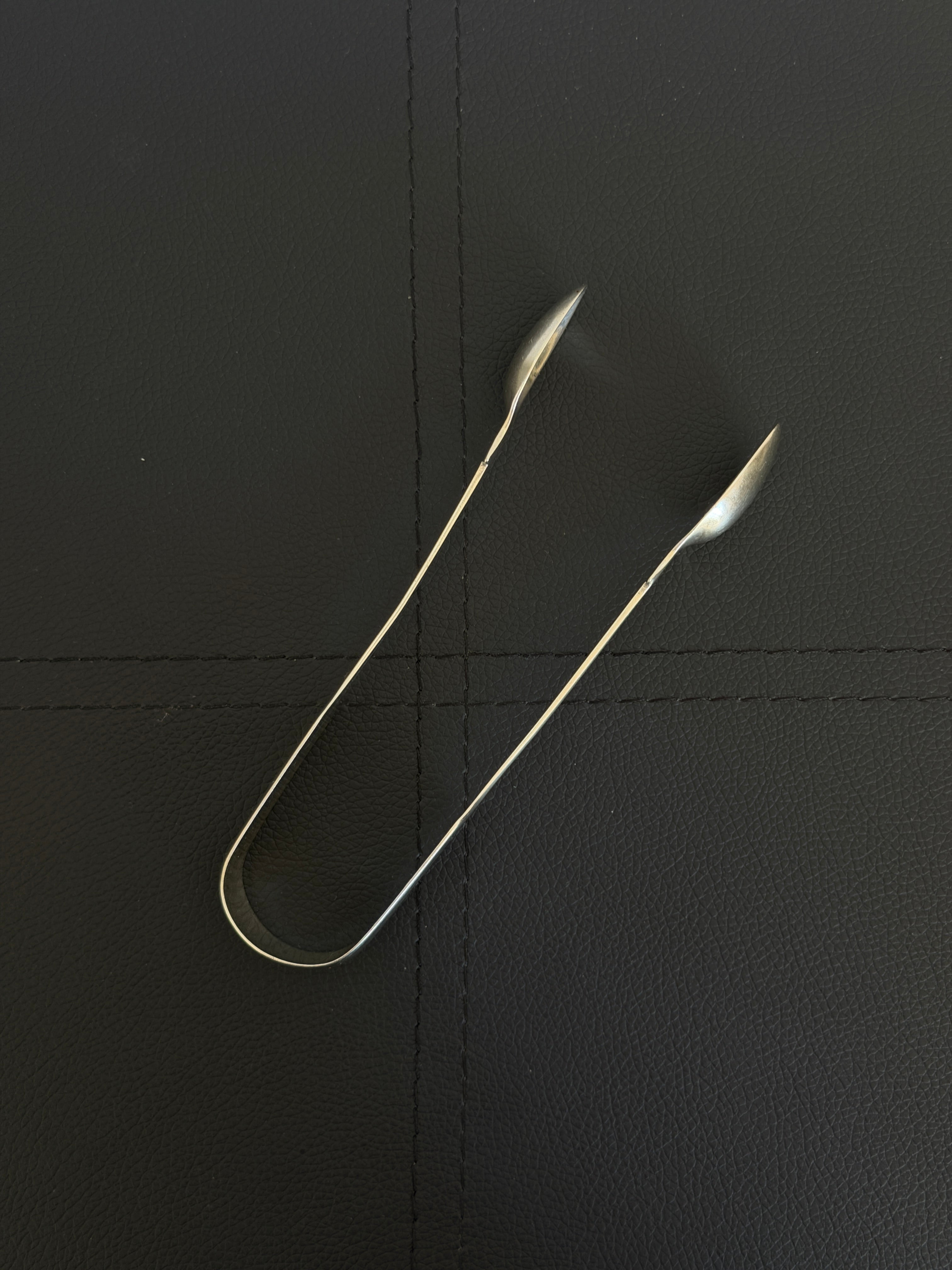 Large Antique Silver Tongs