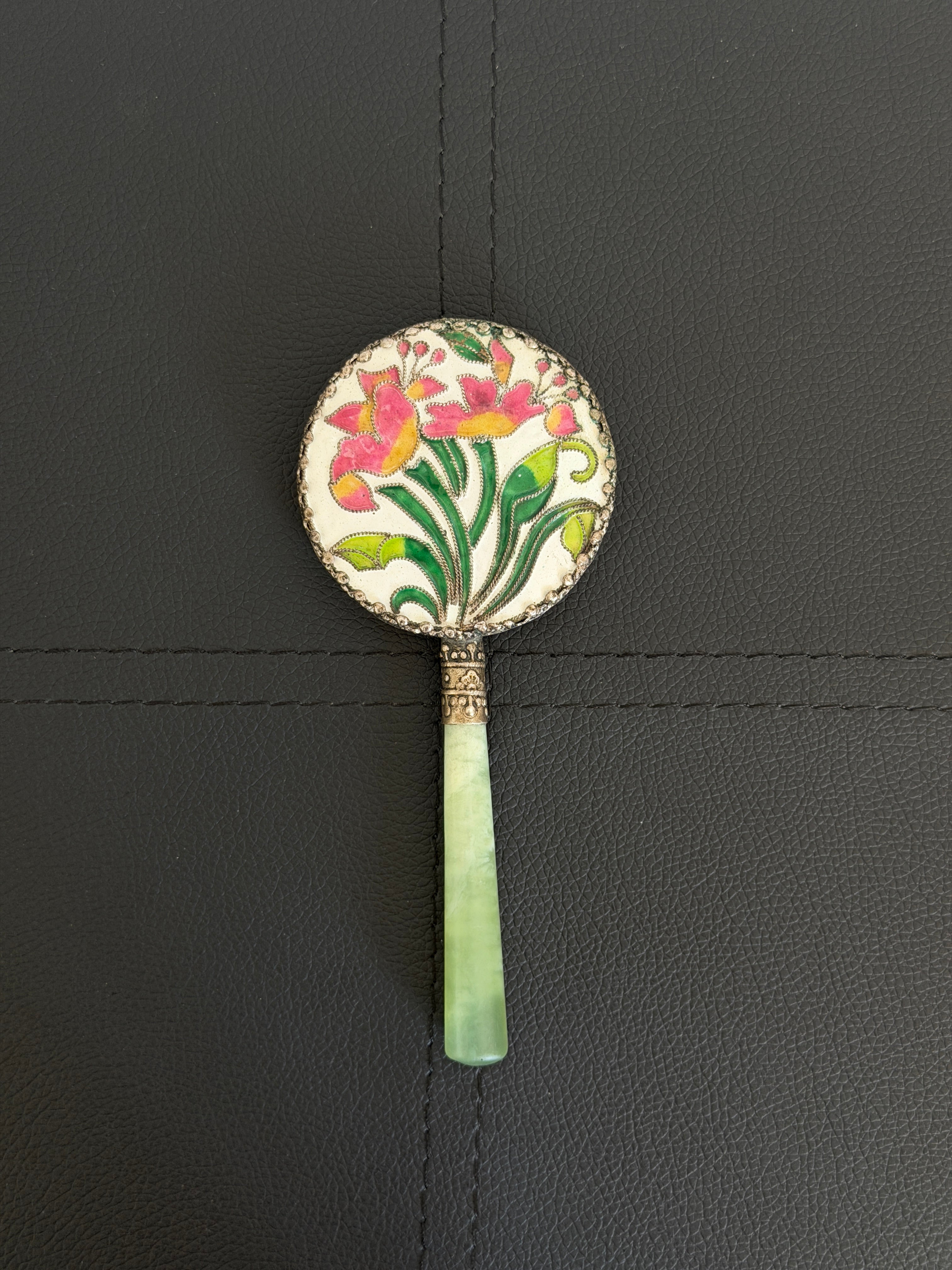 Vintage Handheld Cloisonné Mirror