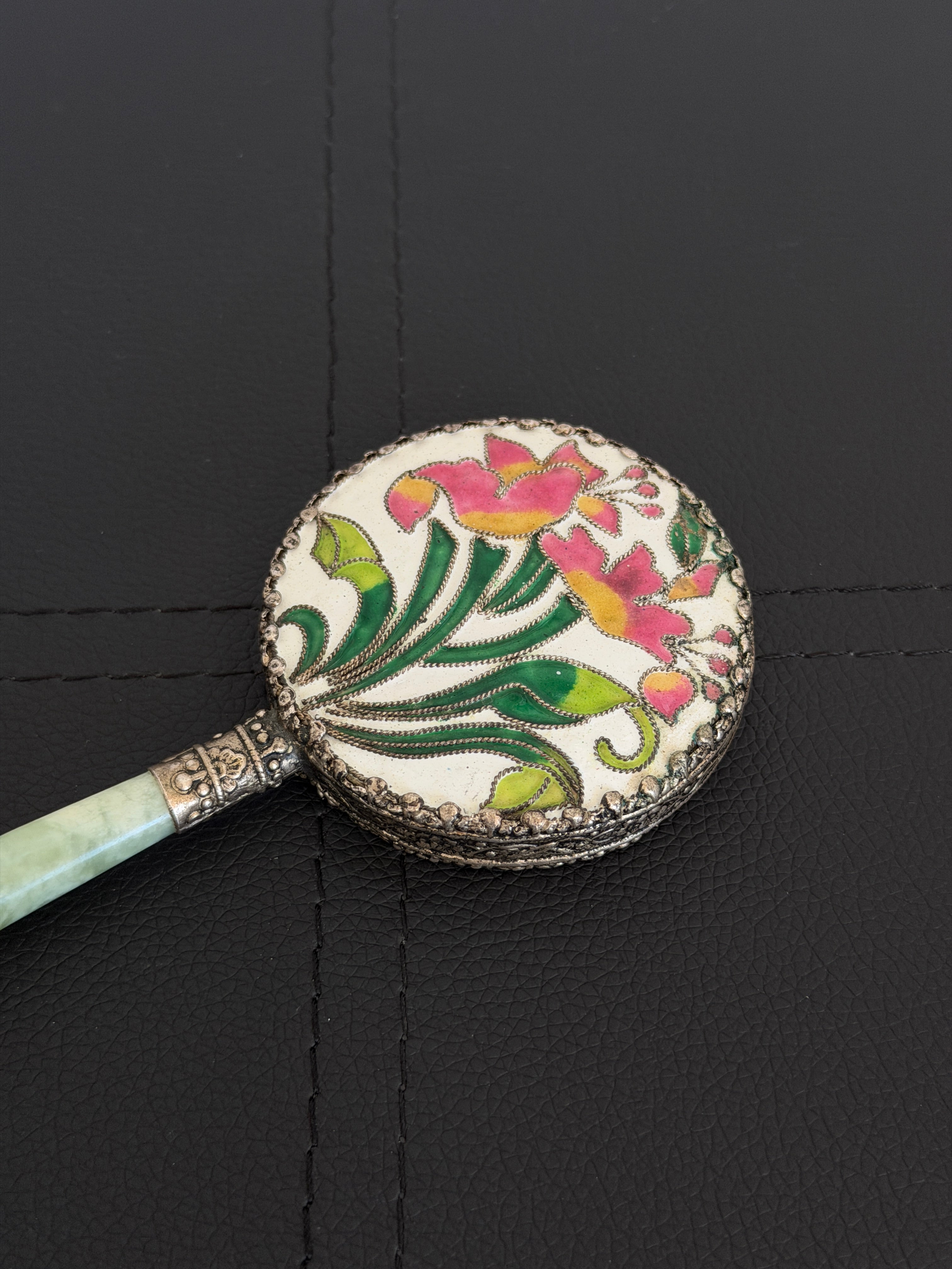 Vintage Handheld Cloisonné Mirror
