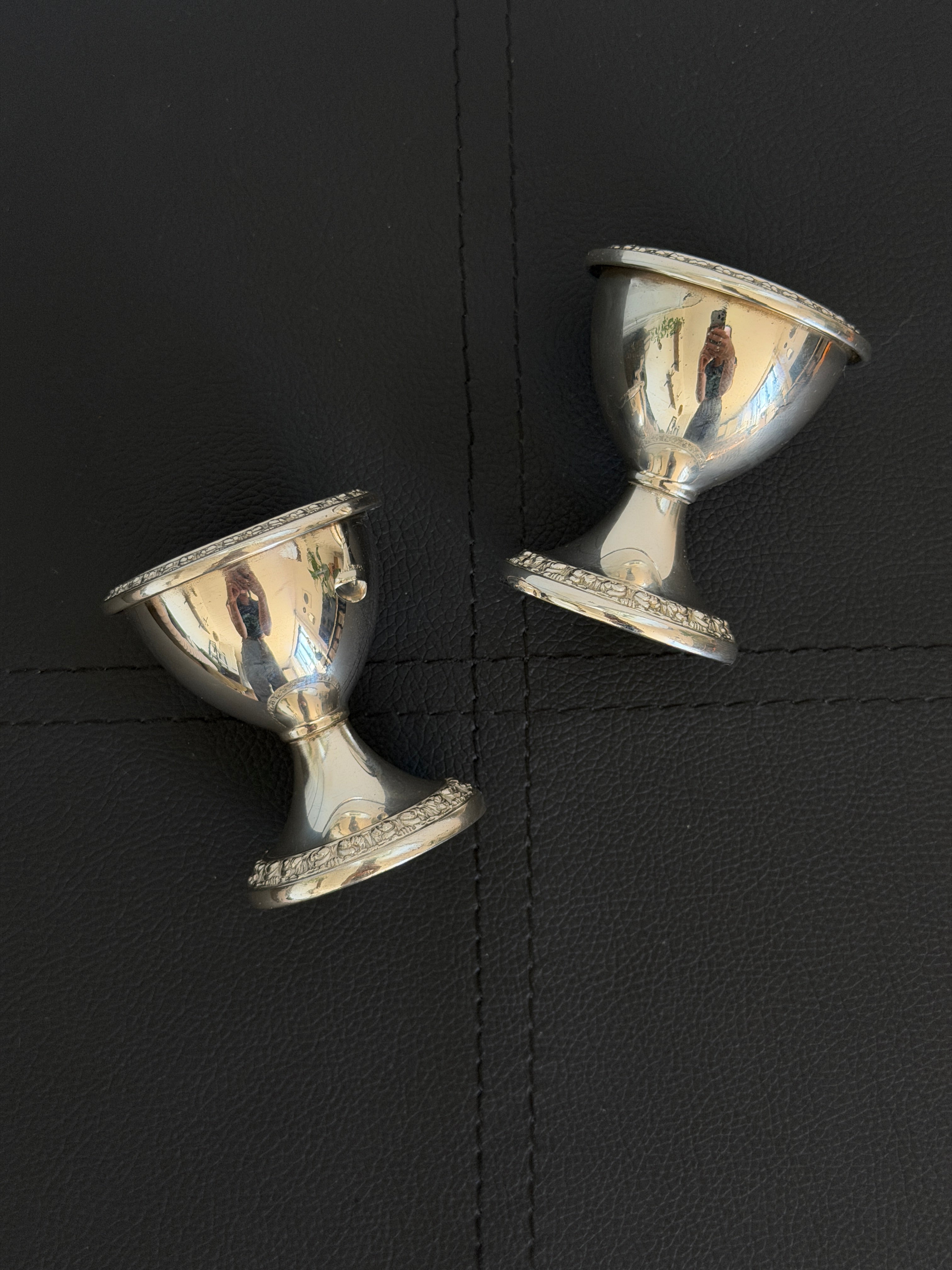 Pair of Vintage Silver Egg Cups