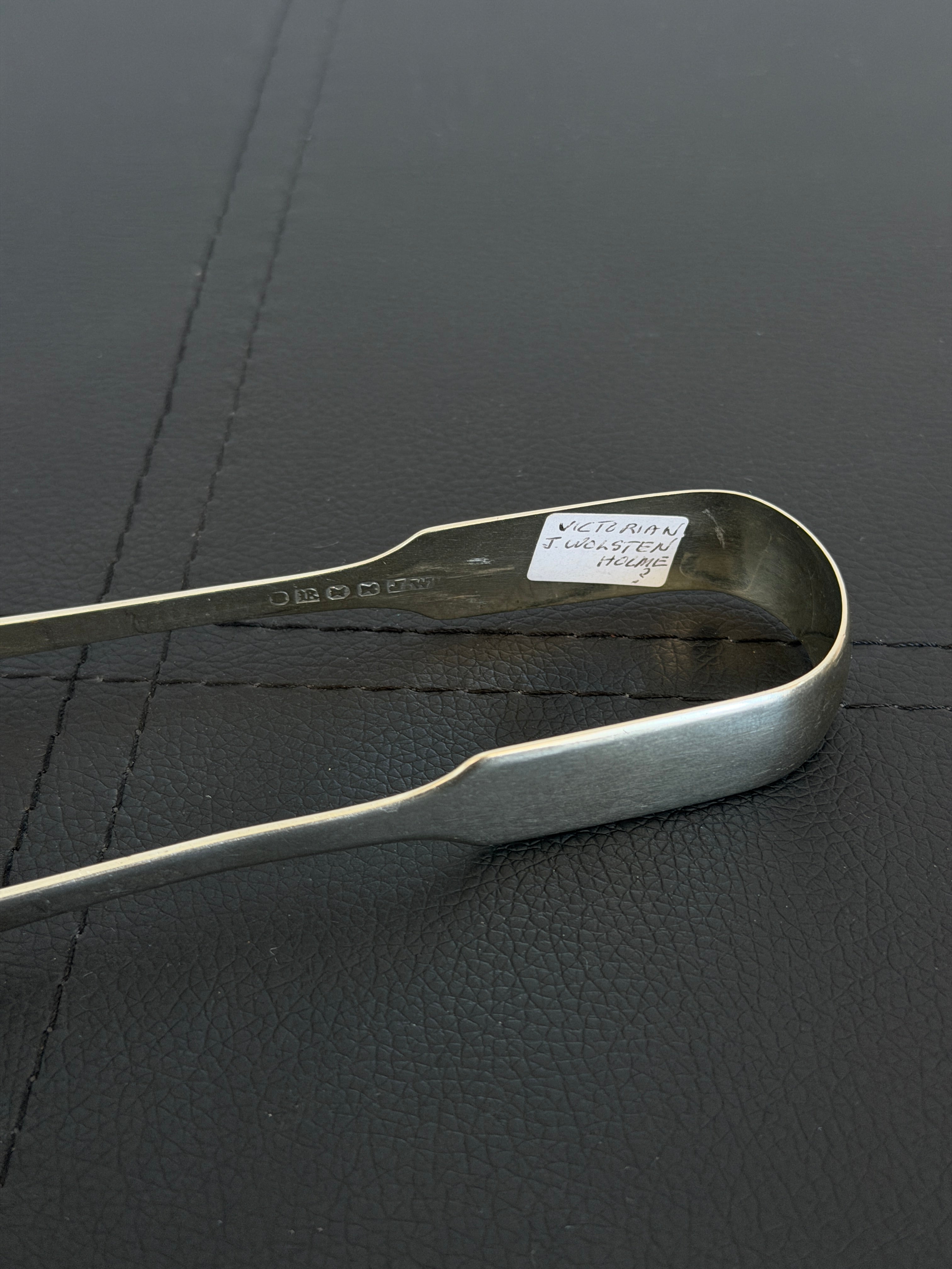 Large Antique Silver Tongs