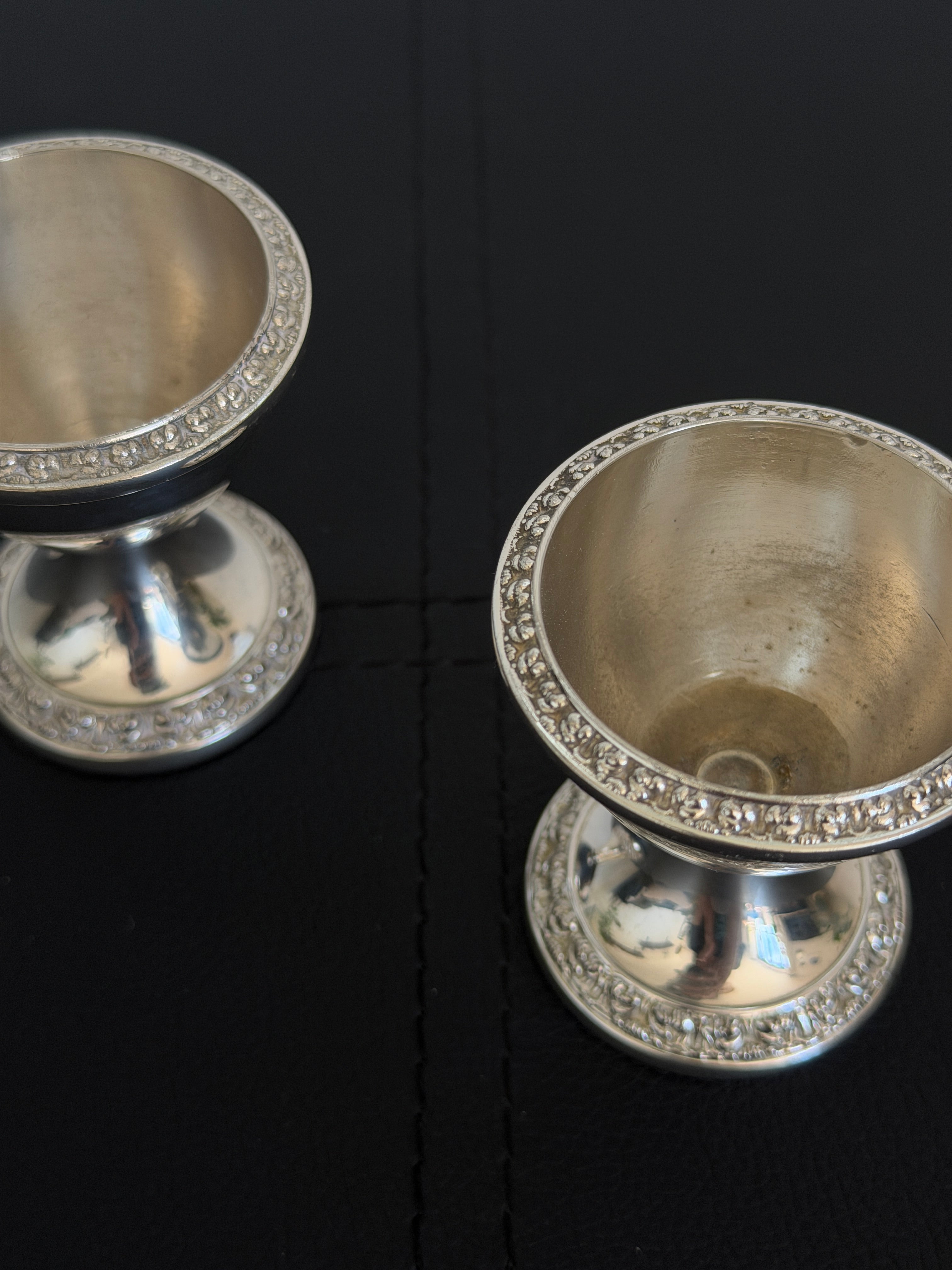 Pair of Vintage Silver Egg Cups