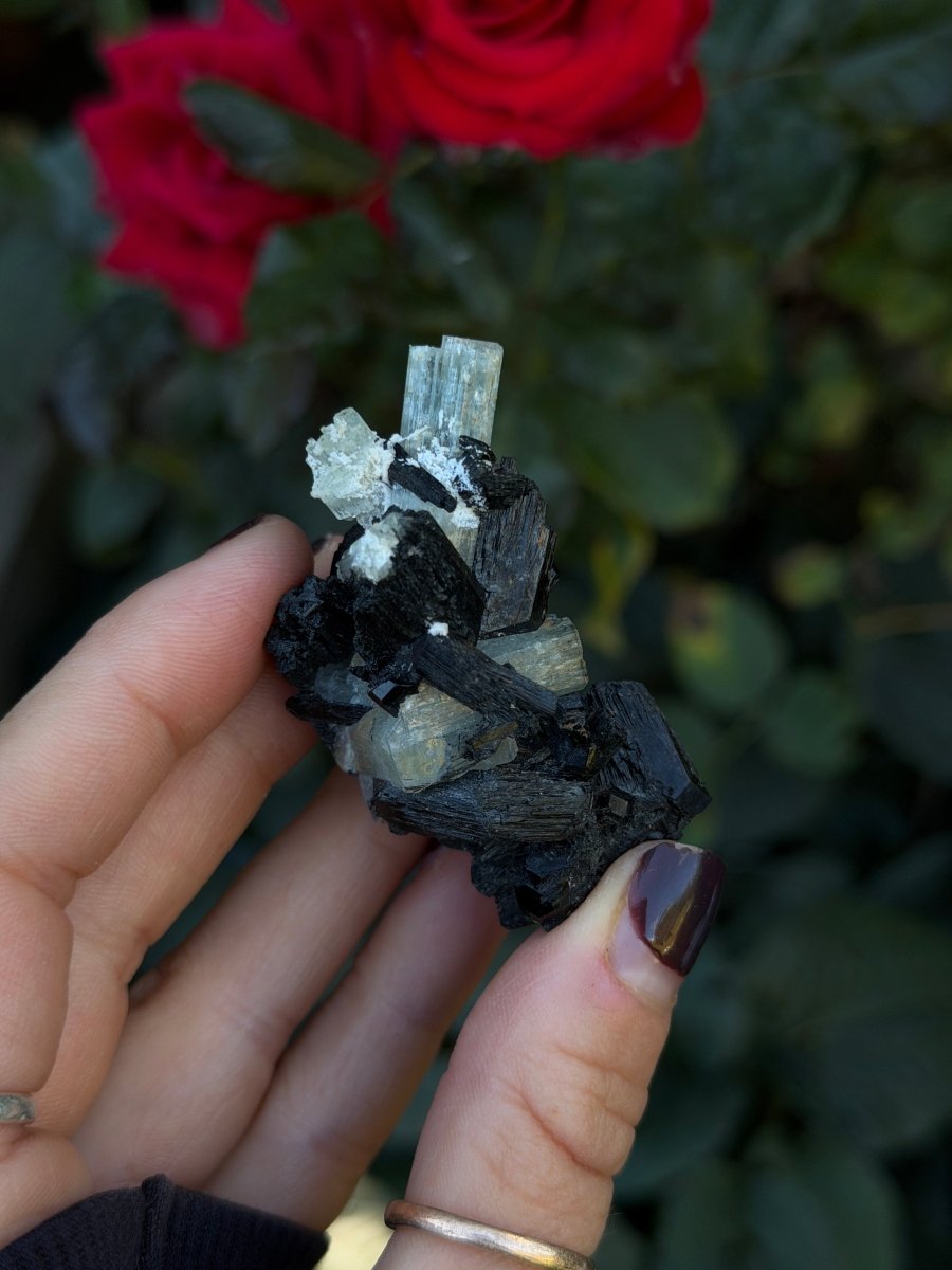 Aquamarine and Tourmaline, Namibia AquamarineNamibia- Haus of Moss and Moon