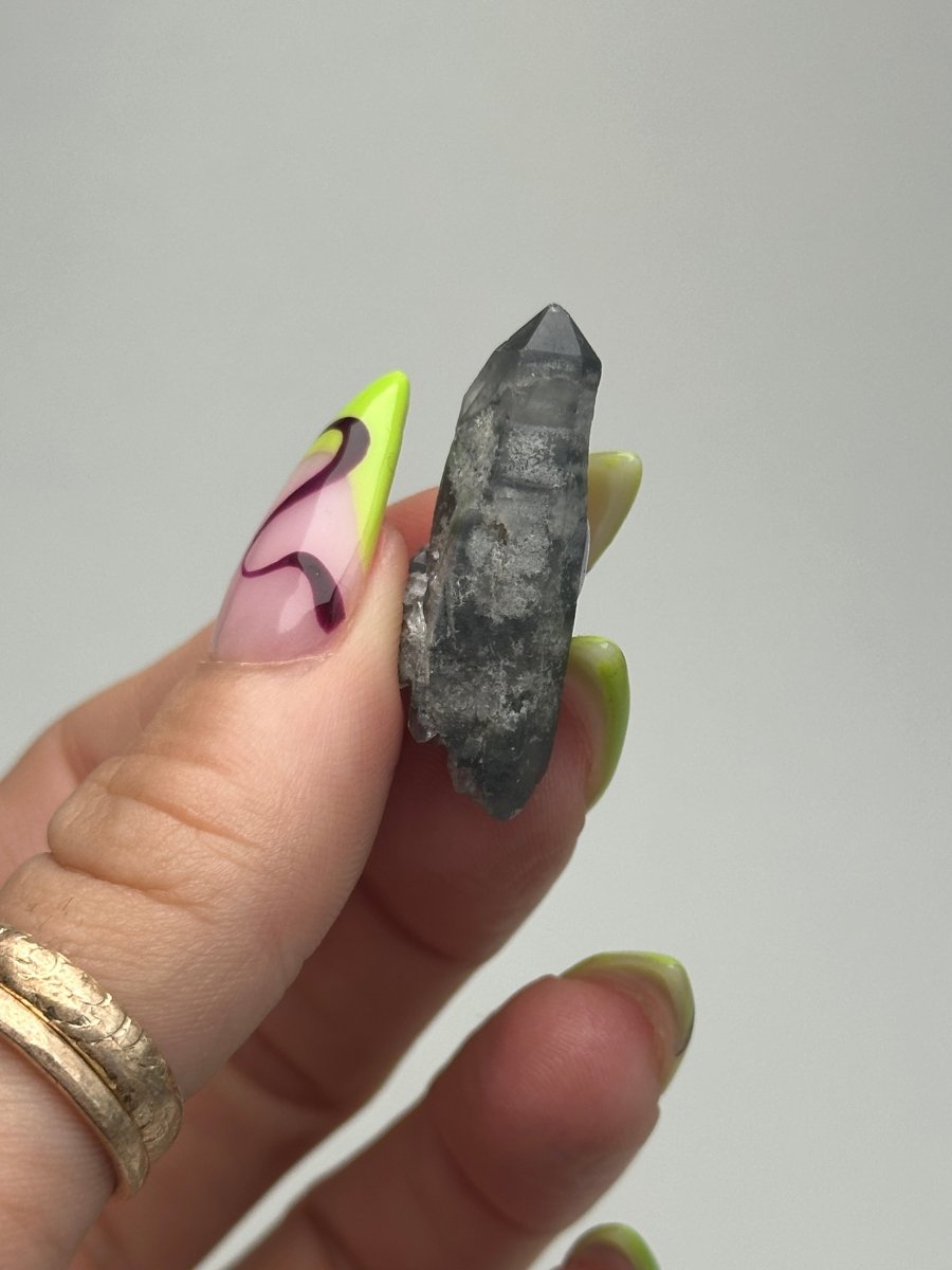 Black Tip Phantom Quartz Point, Bahia, Brazil, D Included QuartzBrazil - Haus of Moss + Moon