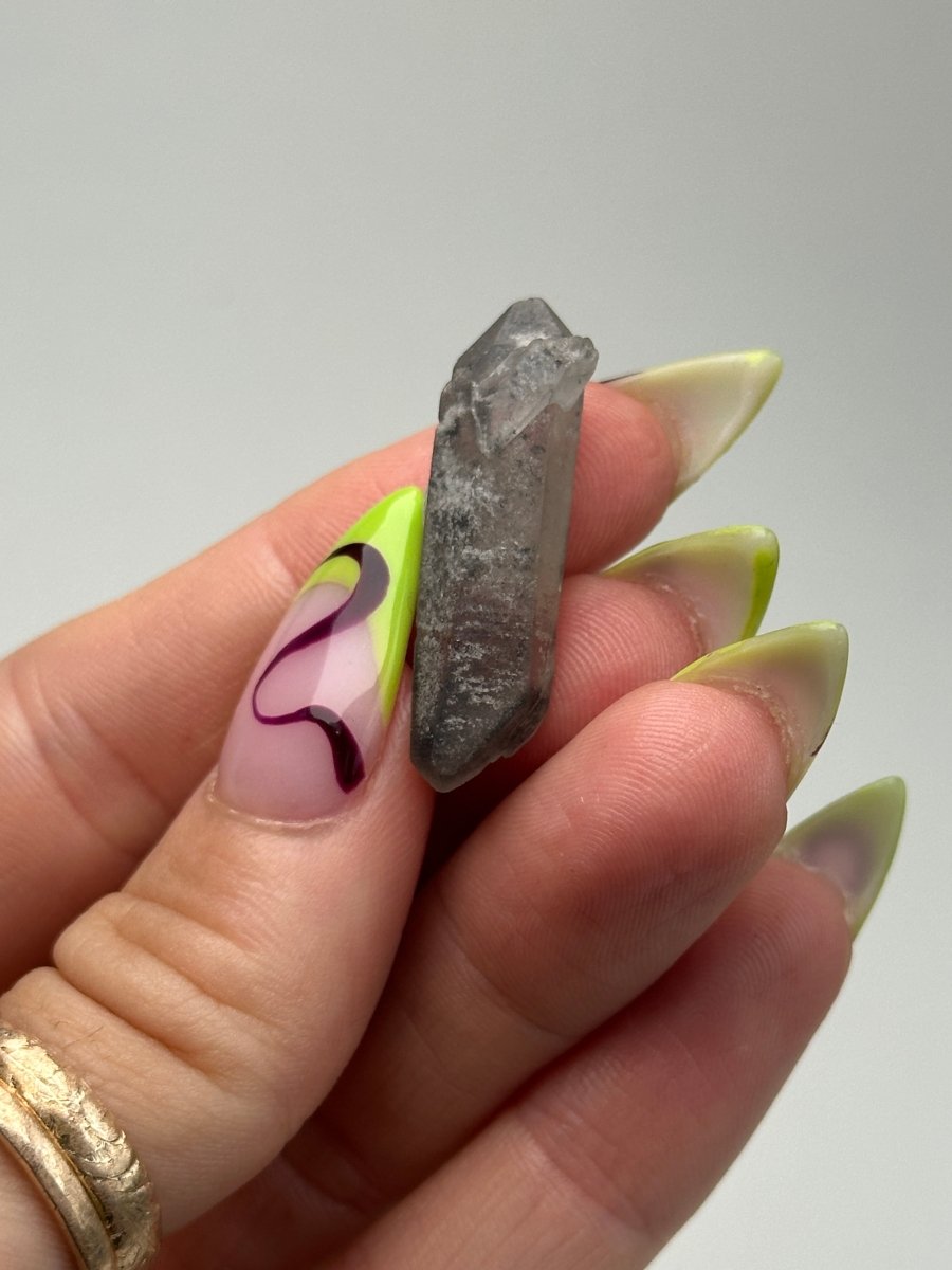 Black Tip Phantom Quartz Point, Bahia, Brazil, F Included QuartzBrazil - Haus of Moss + Moon