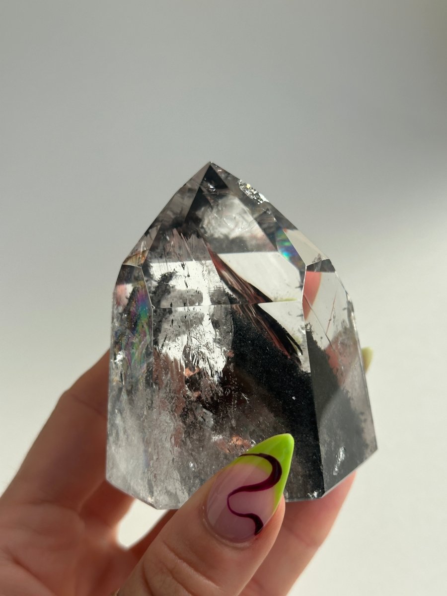 Black Tip Phantom Quartz Polished Tower, Brazil Included QuartzBrazil - Haus of Moss + Moon