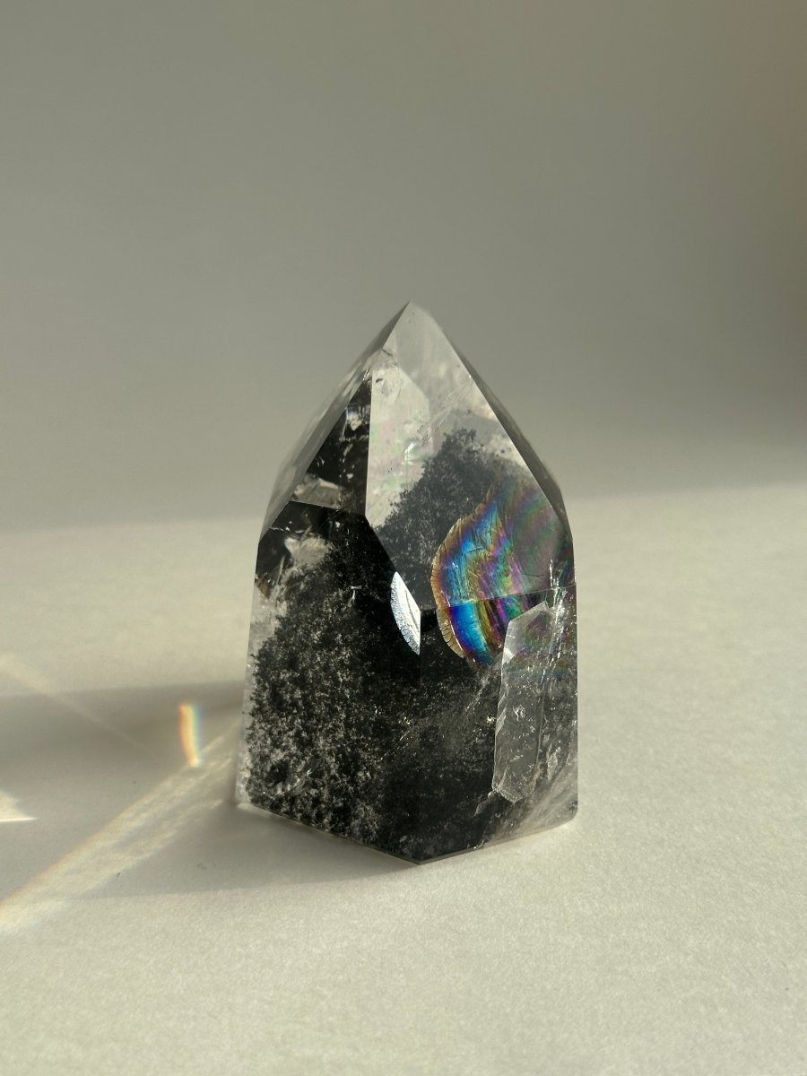 Black Tip Phantom Quartz Polished Tower, Brazil Included QuartzBrazil - Haus of Moss + Moon