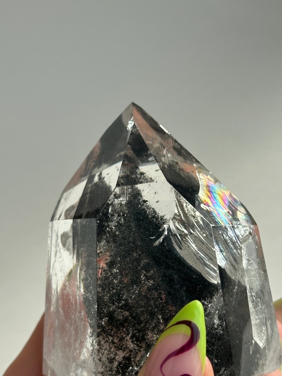 Black Tip Phantom Quartz Polished Tower, Brazil Included QuartzBrazil - Haus of Moss + Moon