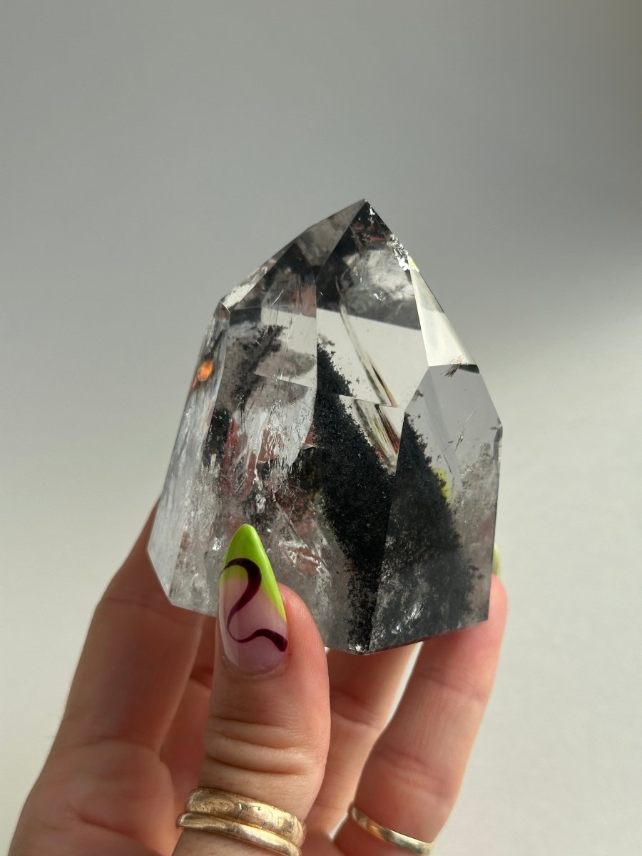 Black Tip Phantom Quartz Polished Tower, Brazil Included QuartzBrazil - Haus of Moss + Moon
