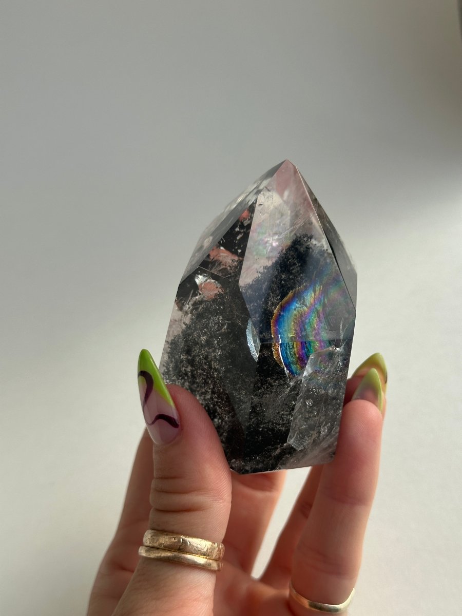 Black Tip Phantom Quartz Polished Tower, Brazil Included QuartzBrazil - Haus of Moss + Moon