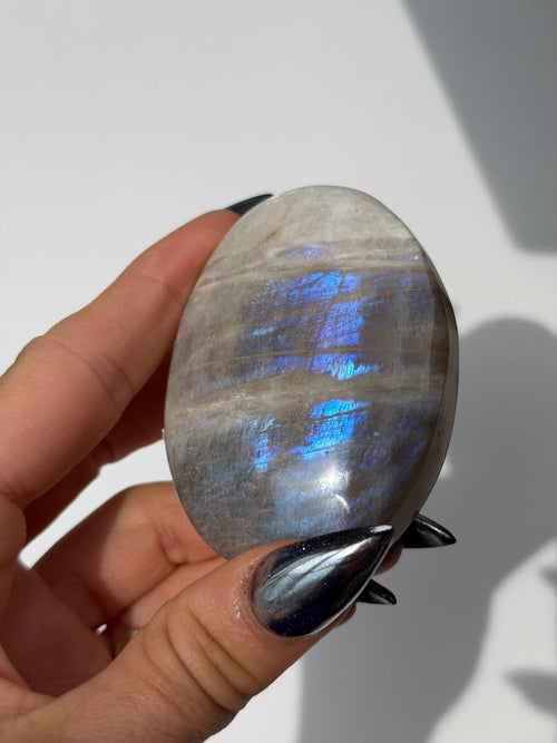Blue Flash Moonstone, A MoonstoneMadagascar- Haus of Moss and Moon