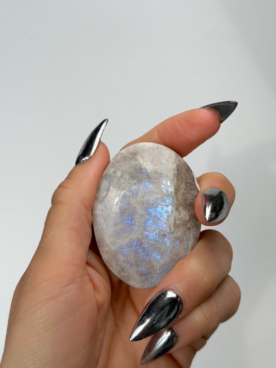 Blue Flash Moonstone, B MoonstoneMadagascar- Haus of Moss and Moon