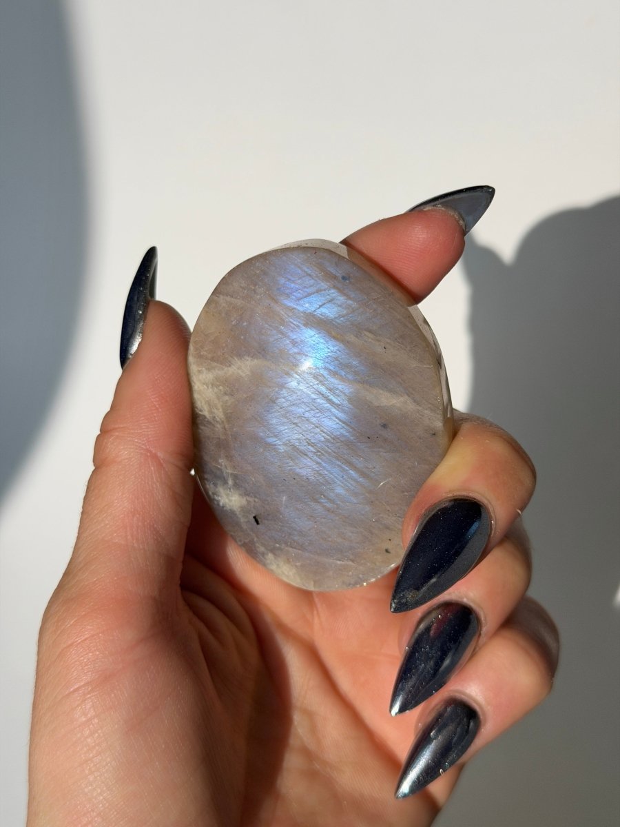 Blue Flash Moonstone, D MoonstoneMadagascar- Haus of Moss and Moon