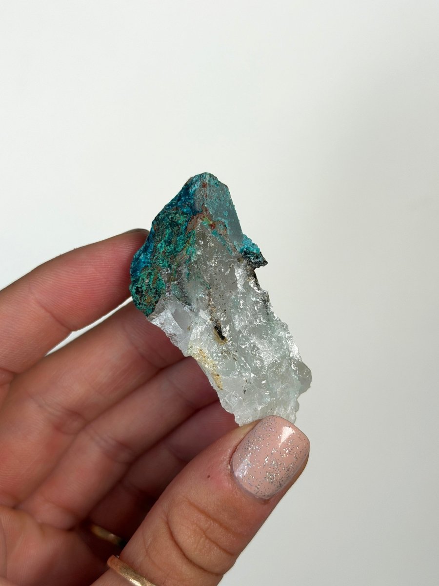 Chrysocolla on Quartz, Peru, A Chrysocolla Peru- Haus of Moss and Moon