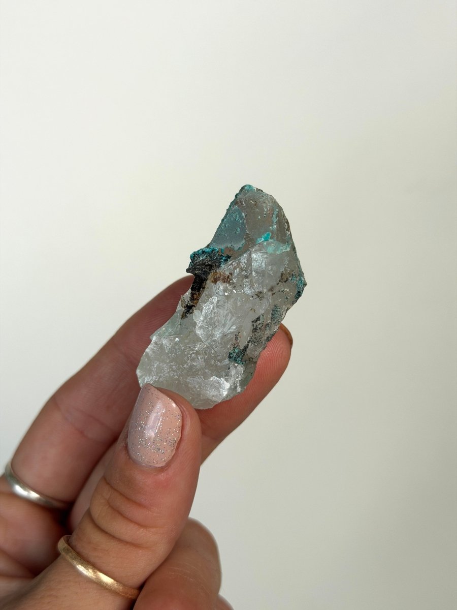 Chrysocolla on Quartz, Peru, A Chrysocolla Peru- Haus of Moss and Moon