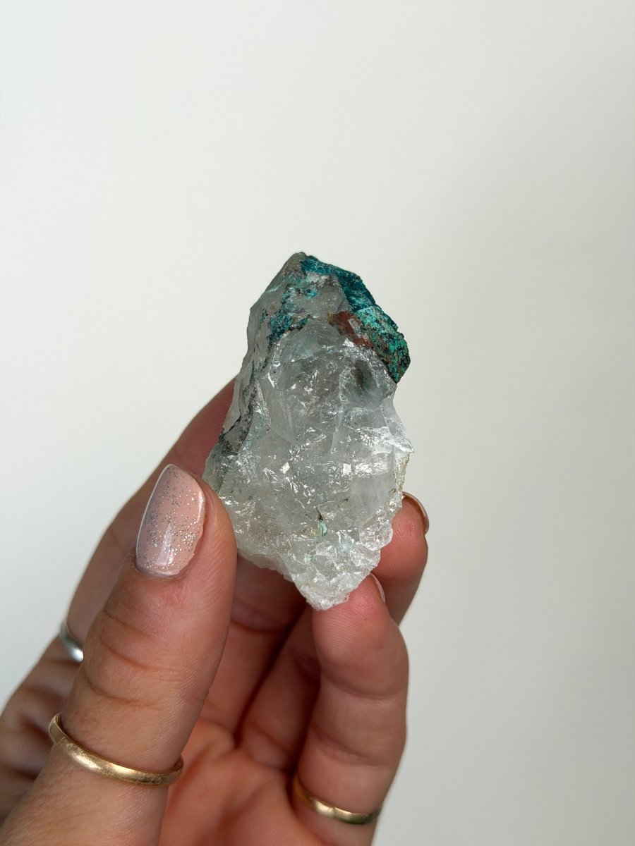 Chrysocolla on Quartz, Peru, A Chrysocolla Peru- Haus of Moss and Moon