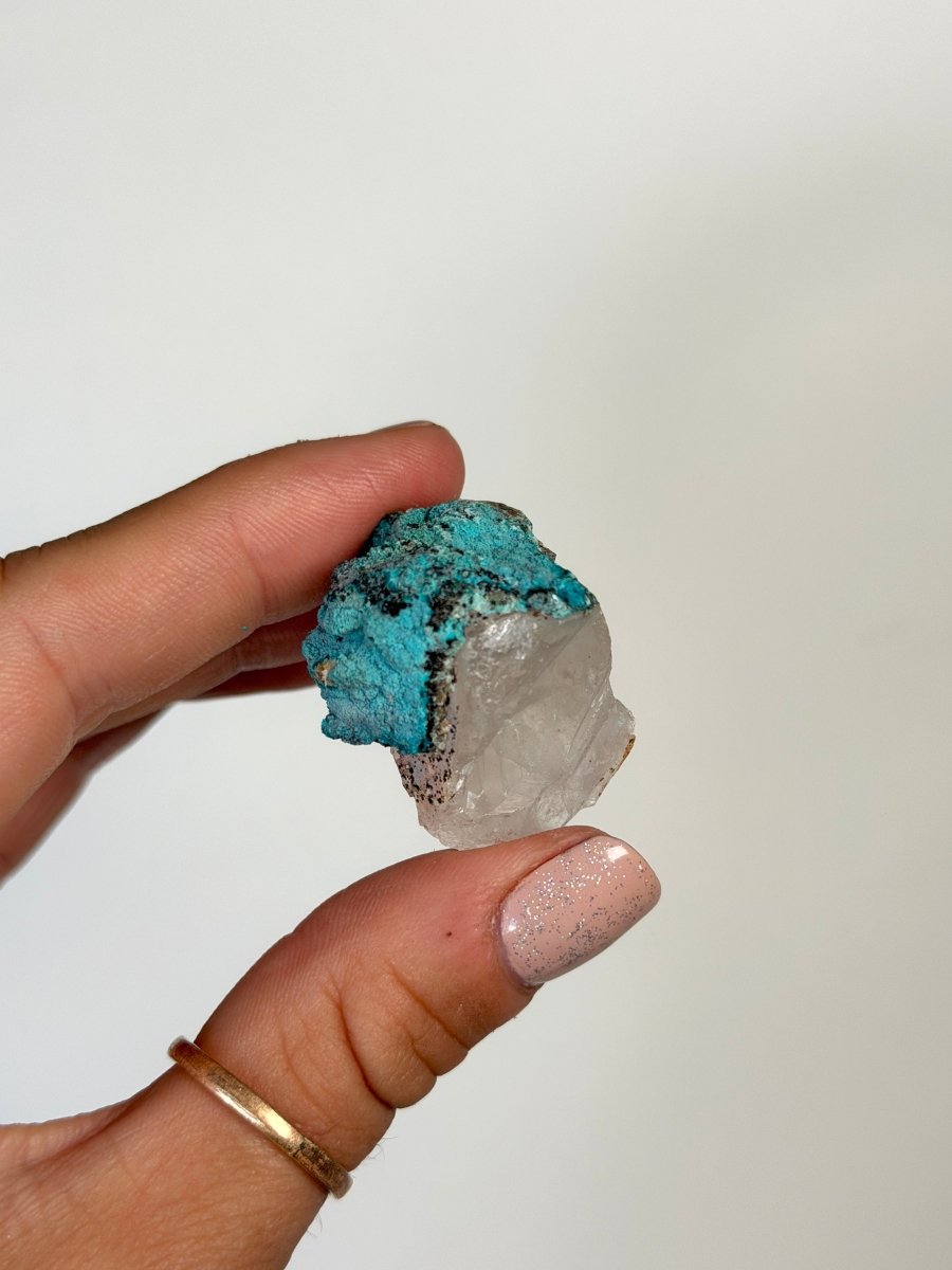 Chrysocolla on Quartz, Peru, B ChrysocollaPeru- Haus of Moss and Moon
