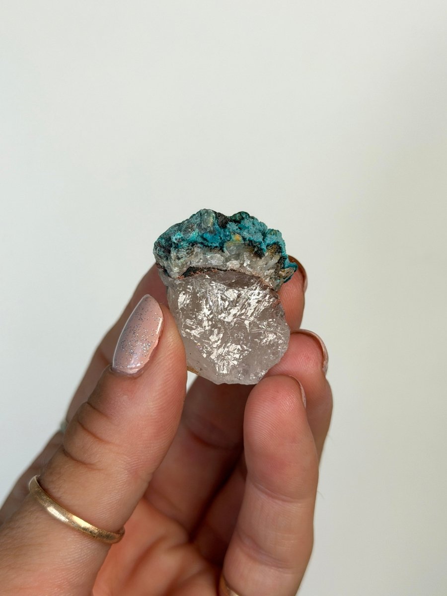 Chrysocolla on Quartz, Peru, B ChrysocollaPeru- Haus of Moss and Moon