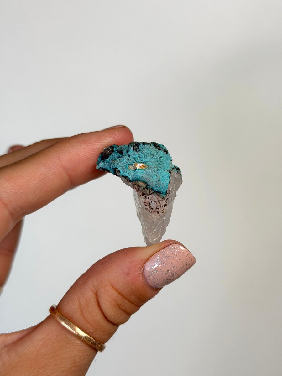 Chrysocolla on Quartz, Peru, B ChrysocollaPeru- Haus of Moss and Moon