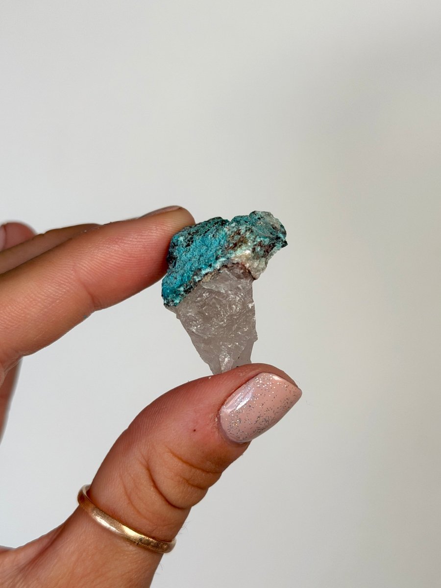 Chrysocolla on Quartz, Peru, B ChrysocollaPeru- Haus of Moss and Moon