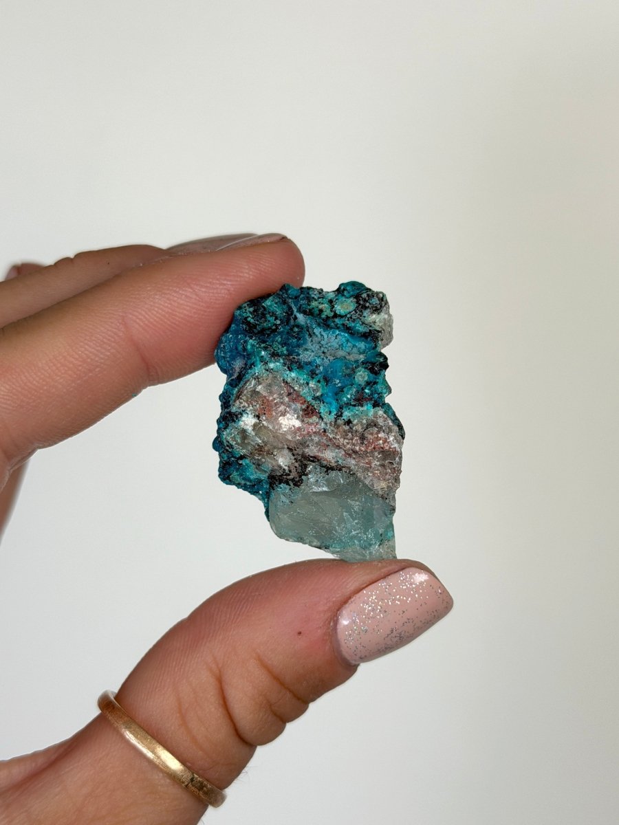 Chrysocolla on Quartz, Peru, C ChrysocollaPeru- Haus of Moss and Moon