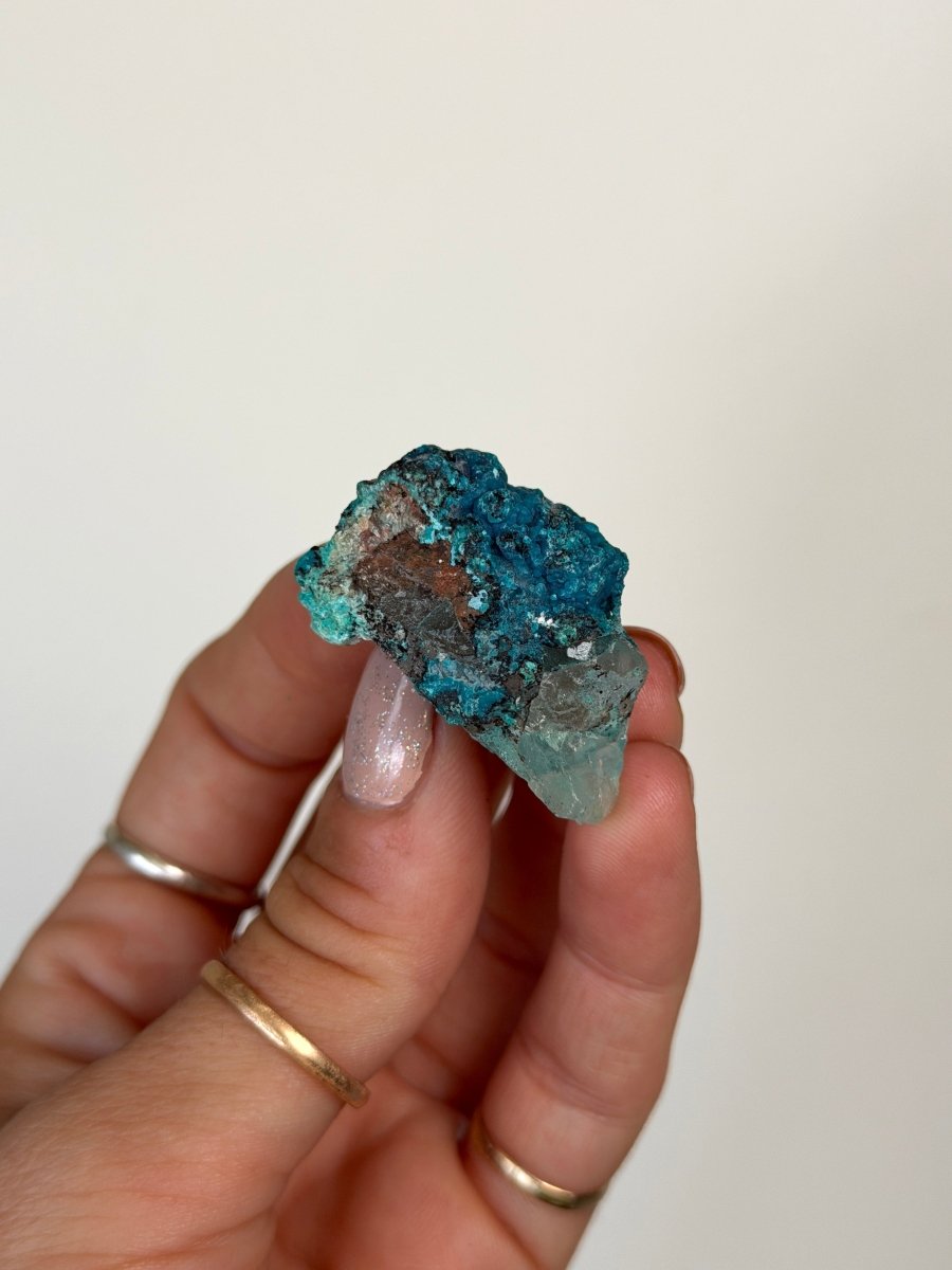 Chrysocolla on Quartz, Peru, C ChrysocollaPeru- Haus of Moss and Moon