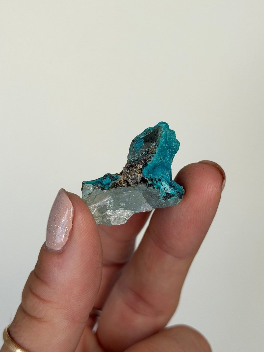 Chrysocolla on Quartz, Peru, D ChrysocollaPeru- Haus of Moss and Moon