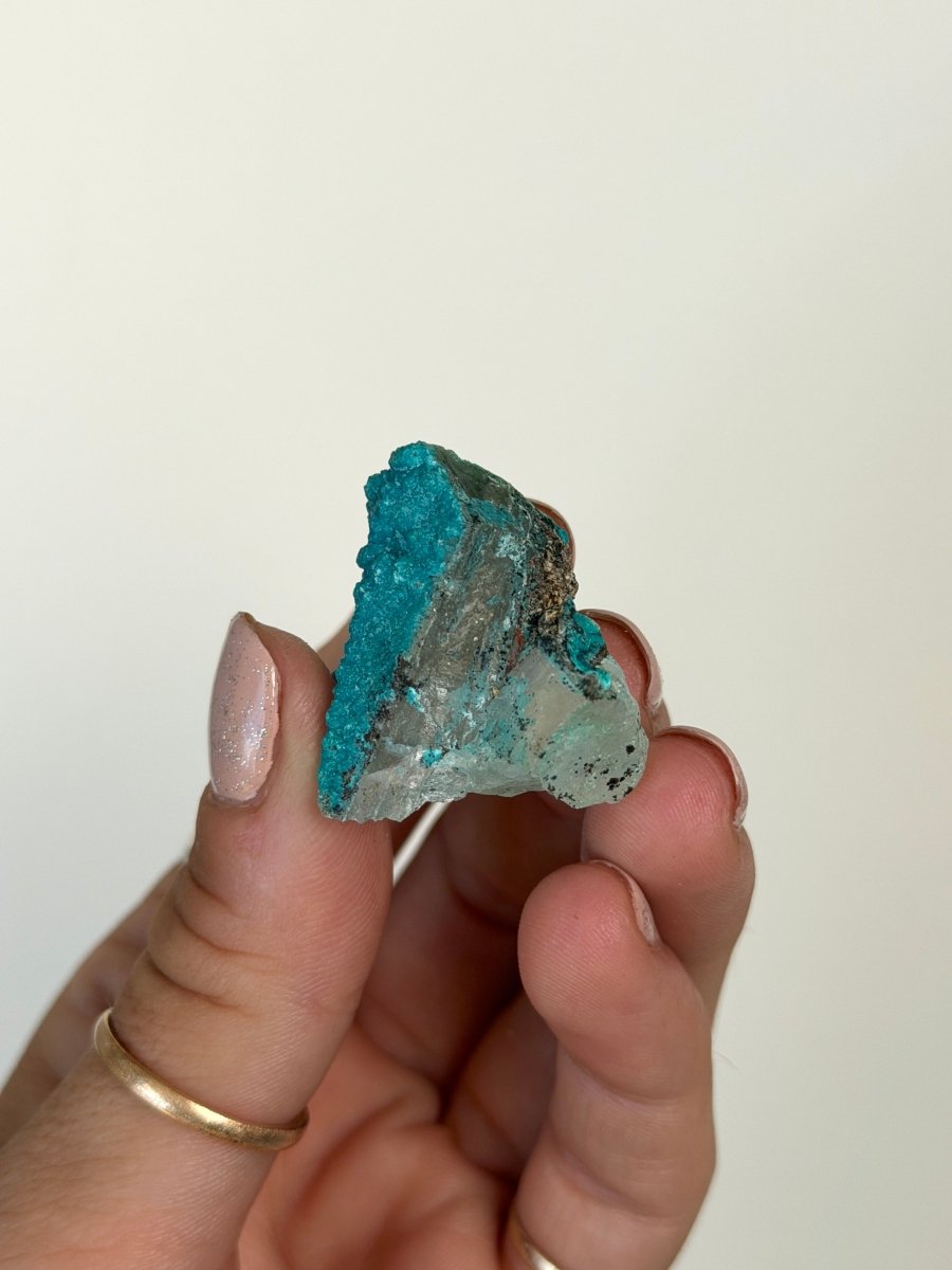Chrysocolla on Quartz, Peru, D ChrysocollaPeru- Haus of Moss and Moon