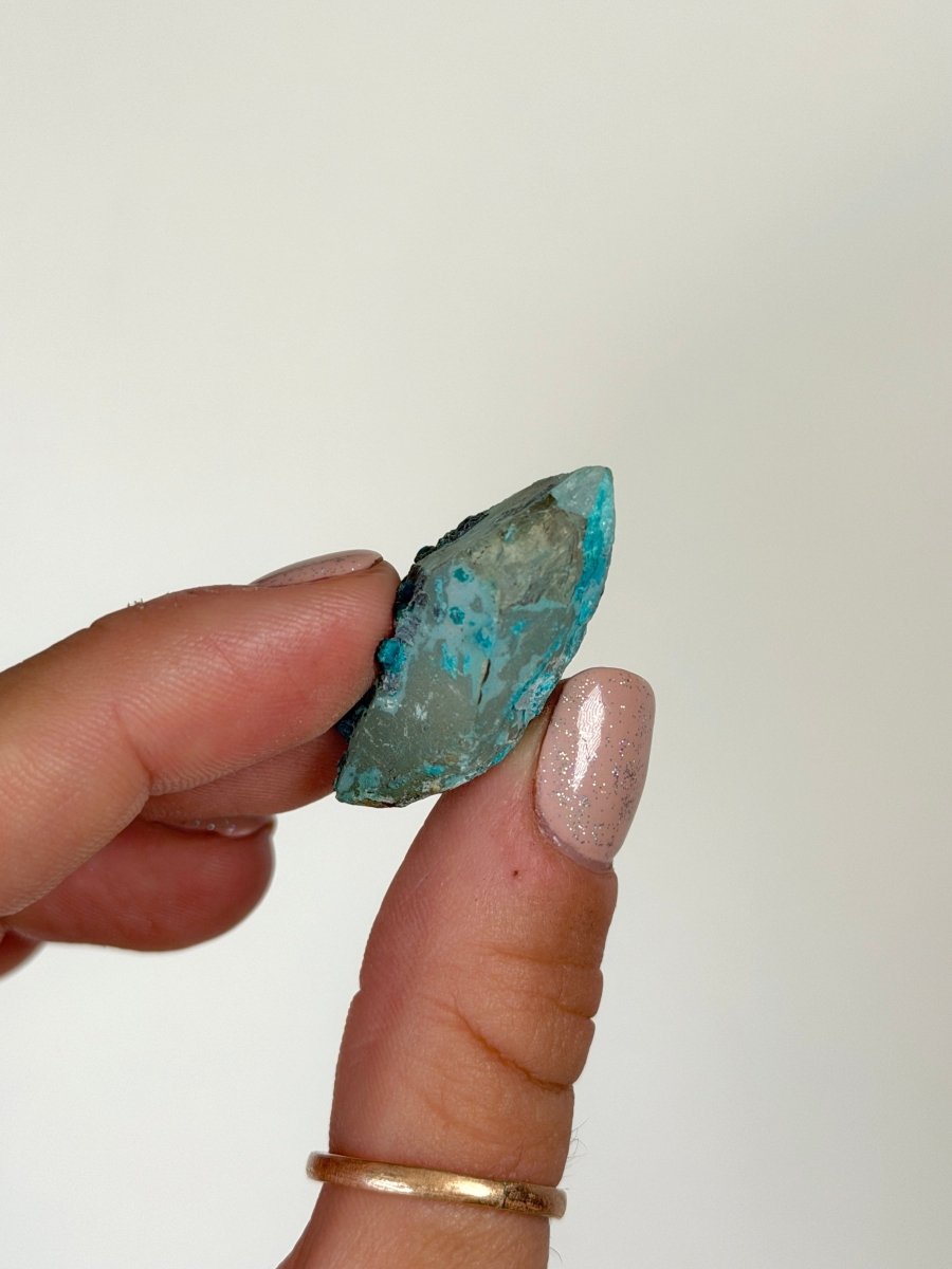 Chrysocolla on Quartz, Peru, F ChrysocollaPeru- Haus of Moss and Moon