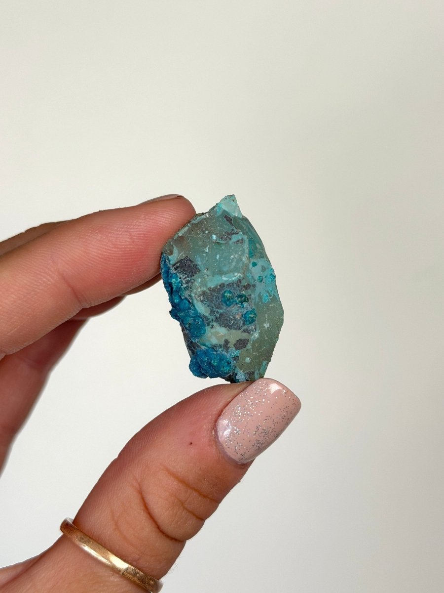 Chrysocolla on Quartz, Peru, F ChrysocollaPeru- Haus of Moss and Moon