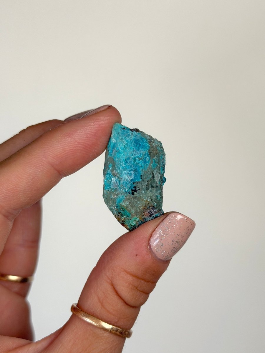 Chrysocolla on Quartz, Peru, F ChrysocollaPeru- Haus of Moss and Moon