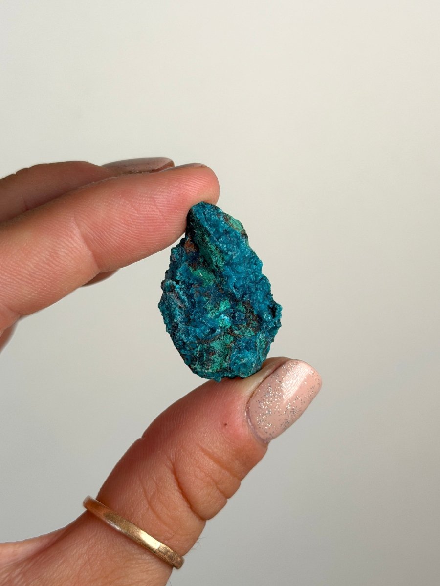 Chrysocolla on Quartz, Peru, H ChrysocollaPeru- Haus of Moss and Moon
