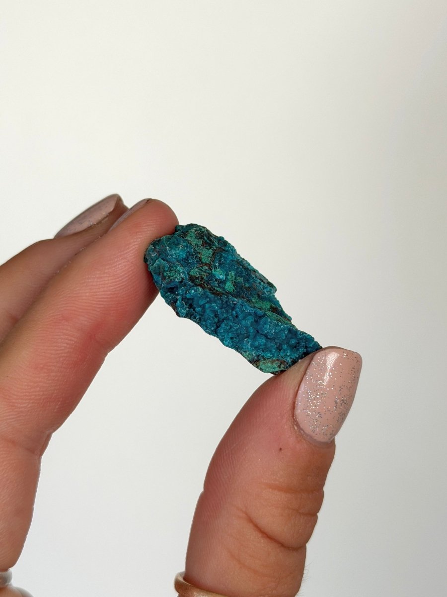 Chrysocolla on Quartz, Peru, H ChrysocollaPeru- Haus of Moss and Moon