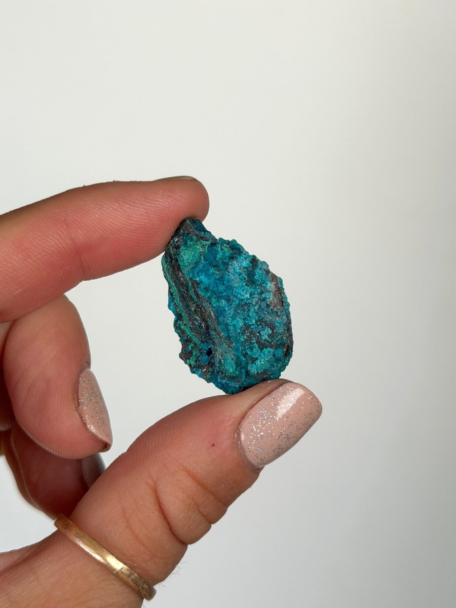 Chrysocolla on Quartz, Peru, H ChrysocollaPeru- Haus of Moss and Moon