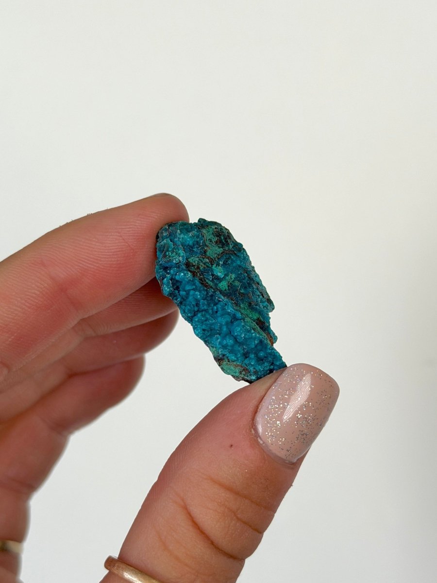 Chrysocolla on Quartz, Peru, H ChrysocollaPeru- Haus of Moss and Moon