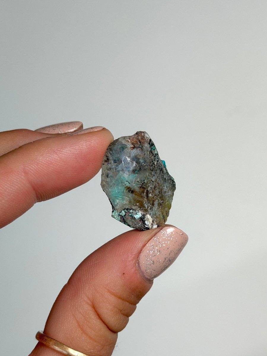 Chrysocolla on Quartz, Peru, J ChrysocollaPeru- Haus of Moss and Moon