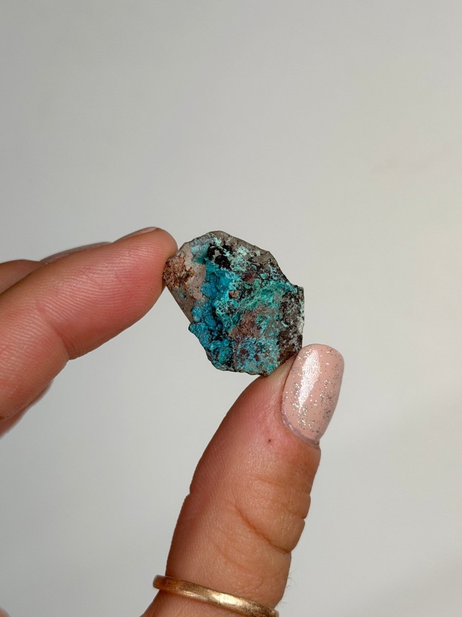Chrysocolla on Quartz, Peru, J ChrysocollaPeru- Haus of Moss and Moon