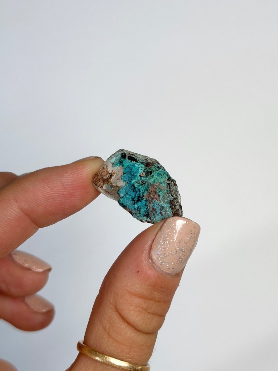 Chrysocolla on Quartz, Peru, J ChrysocollaPeru- Haus of Moss and Moon