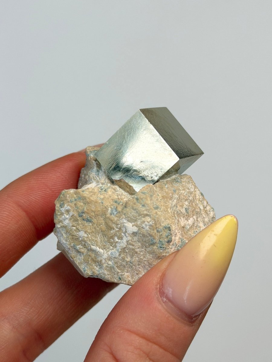 Cubic Pyrite on Matrix, Navajún, Spain Pyrite Spain - Haus of Moss + Moon