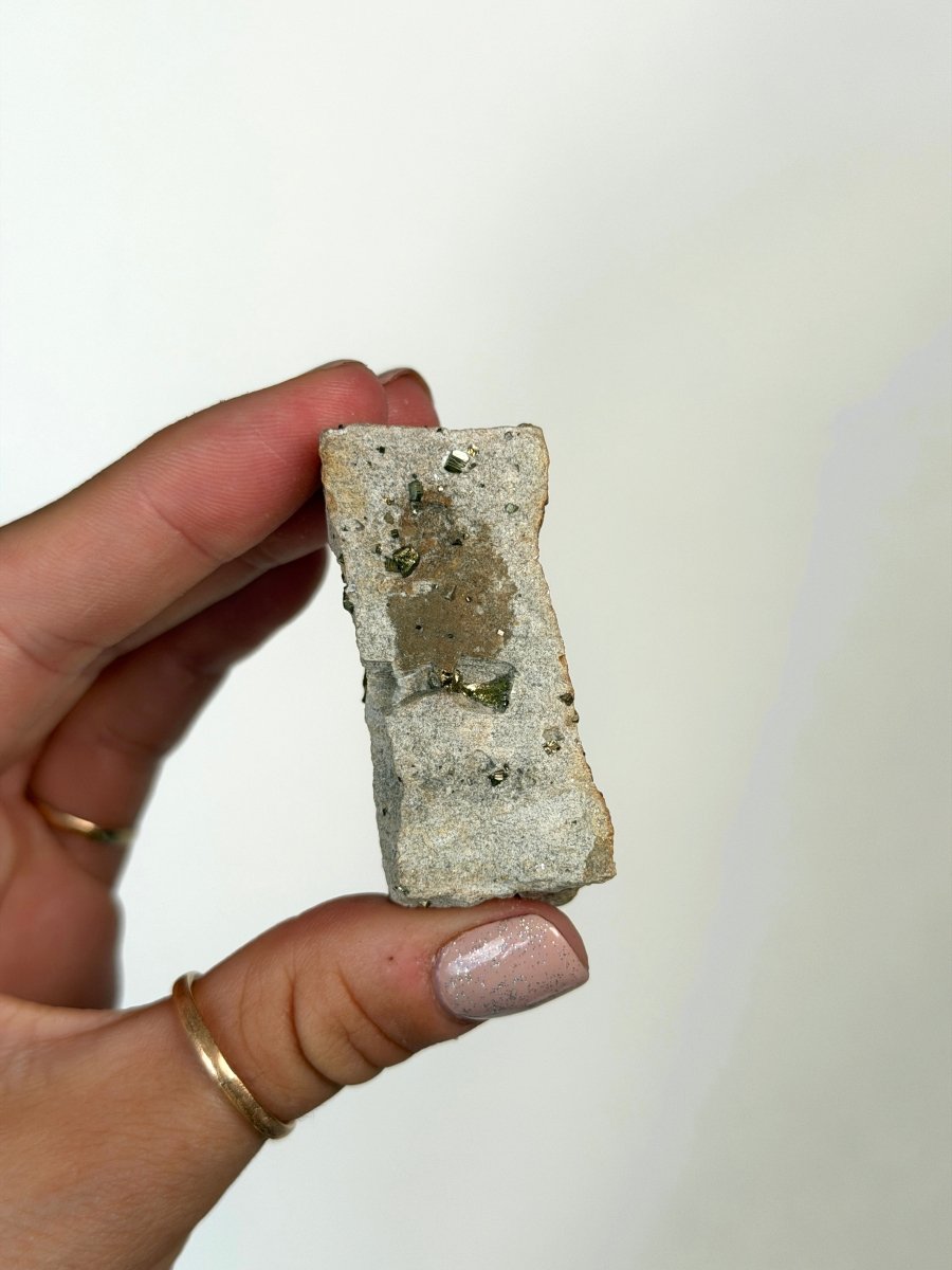 Cubic Pyrite on Matrix, Spain PyriteSpain- Haus of Moss and Moon