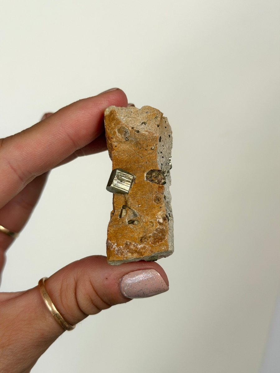 Cubic Pyrite on Matrix, Spain PyriteSpain- Haus of Moss and Moon
