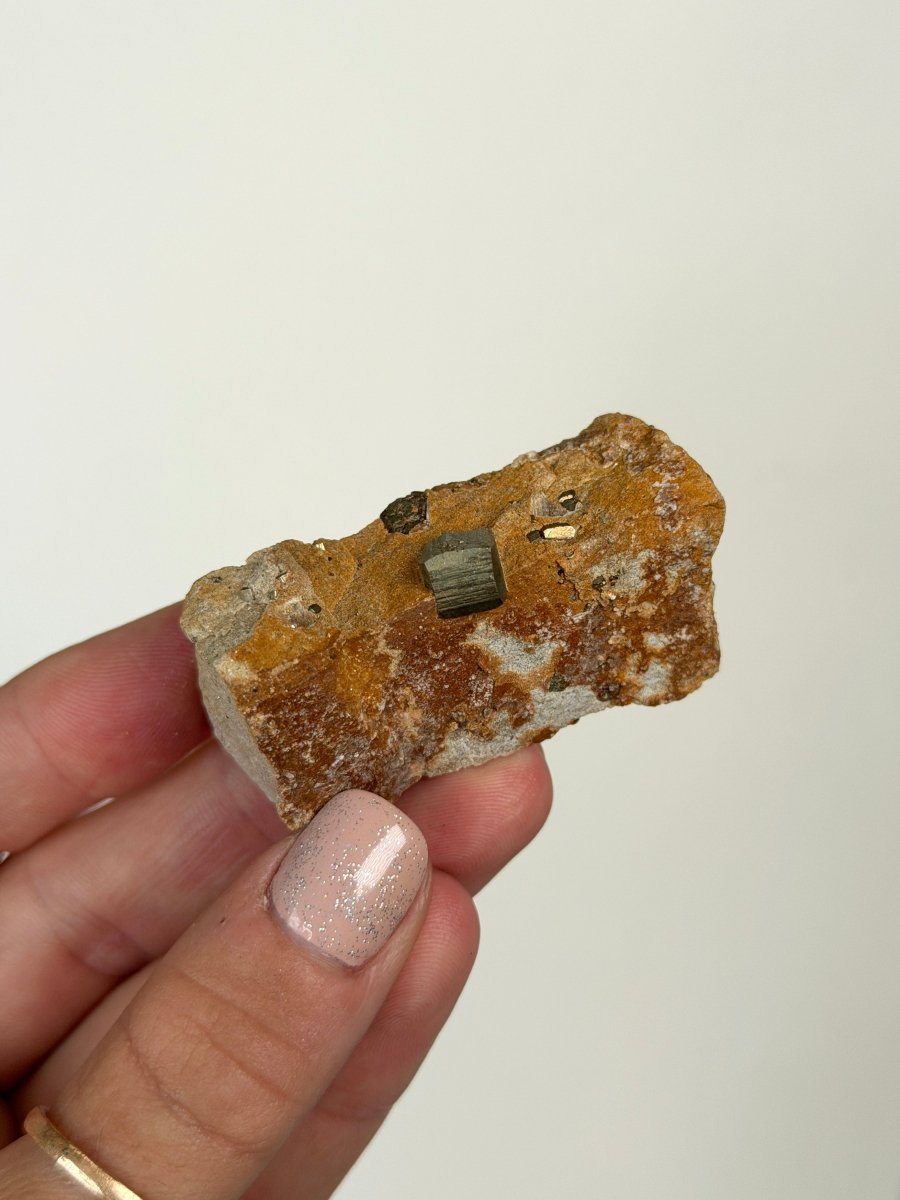 Cubic Pyrite on Matrix, Spain PyriteSpain- Haus of Moss and Moon