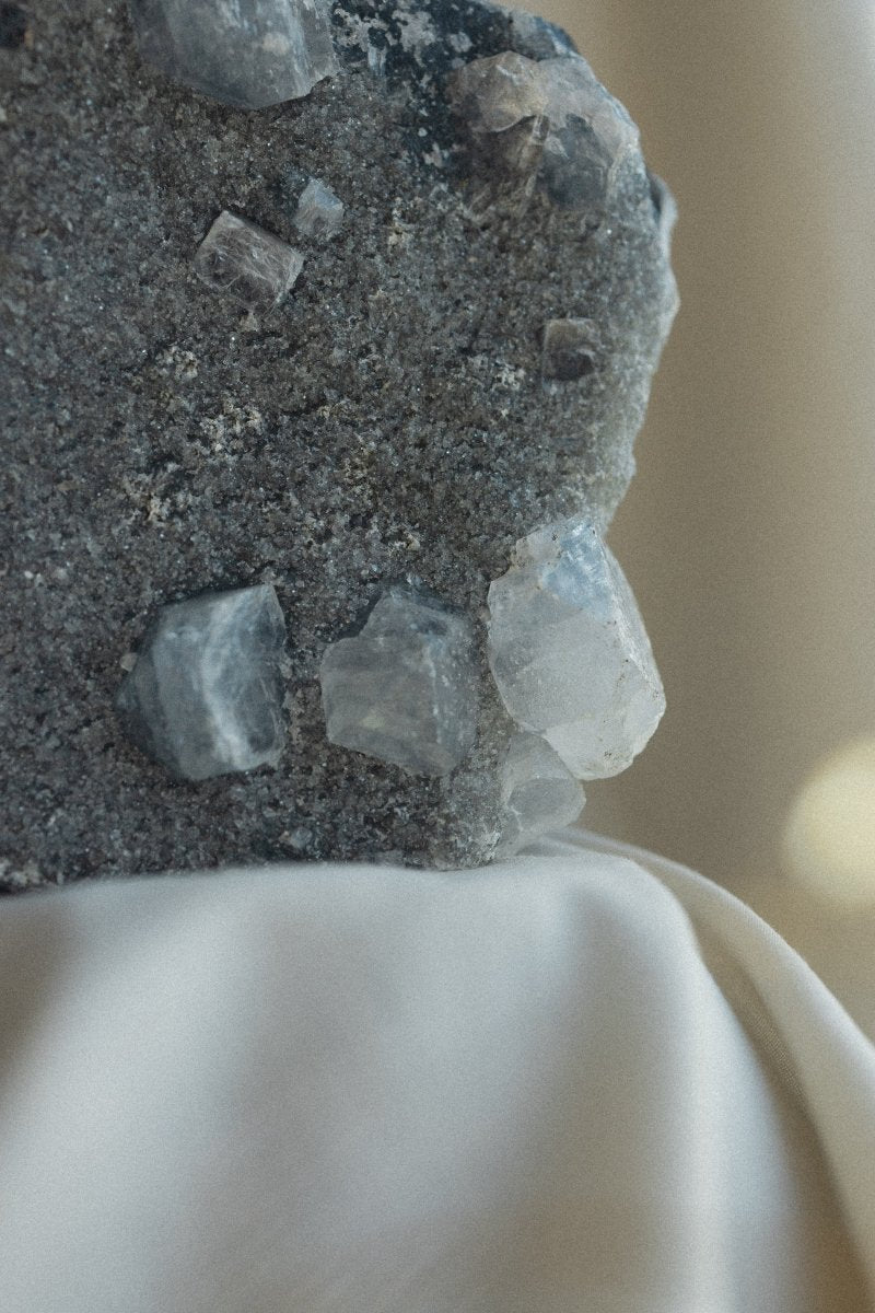 Drusy Blue Chalcedony with Apophyllite, Zeolites, A ZeolitesIndia - Haus of Moss + Moon