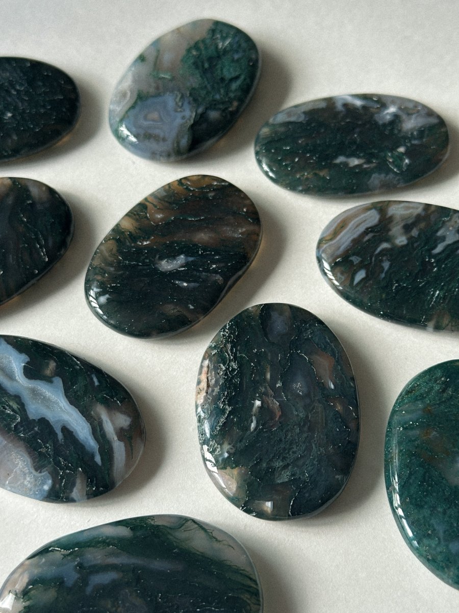 Large Moss Agate Palm Stone Moss AgateIndia - Haus of Moss + Moon