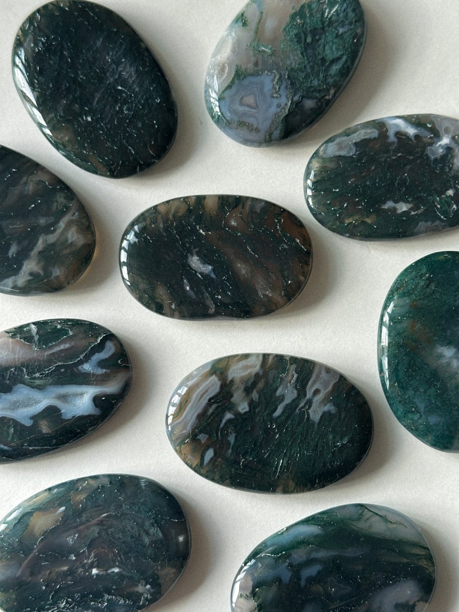 Large Moss Agate Palm Stone Moss AgateIndia - Haus of Moss + Moon