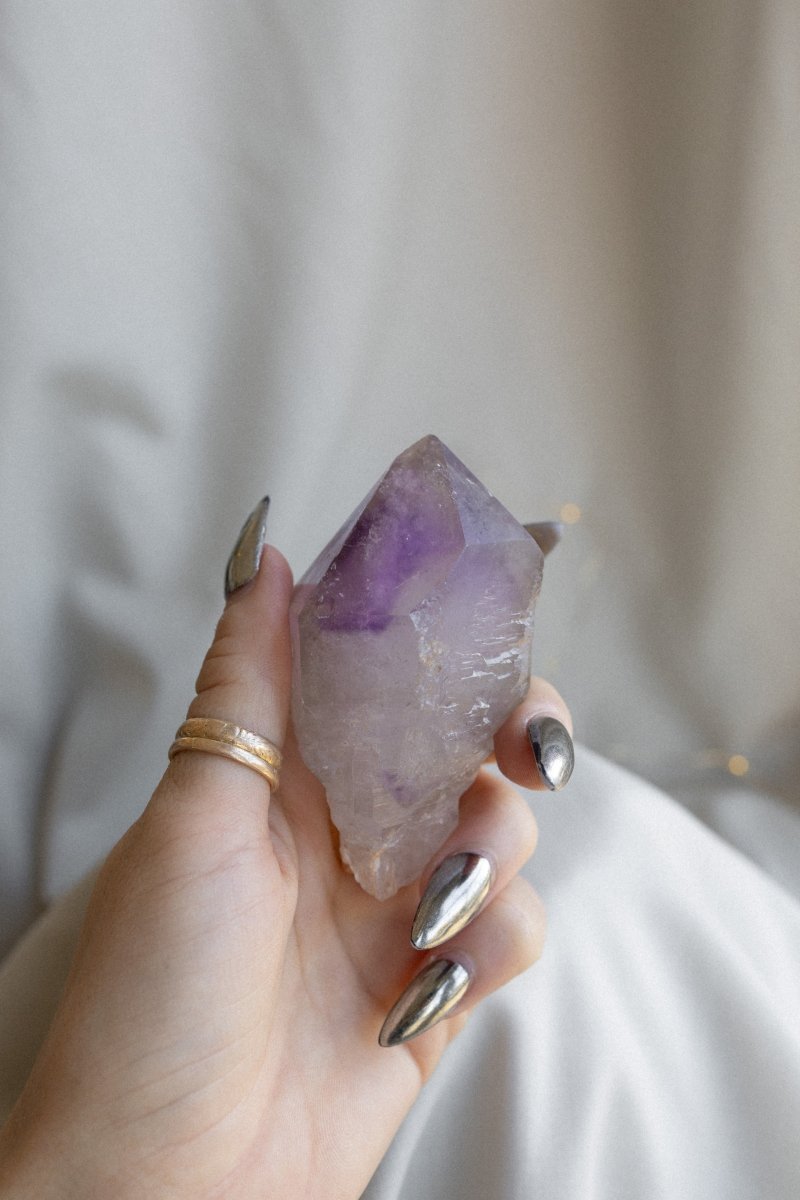 Madagascan Enhydro Elestial Amethyst, L Amethyst Madagascar - Haus of Moss + Moon