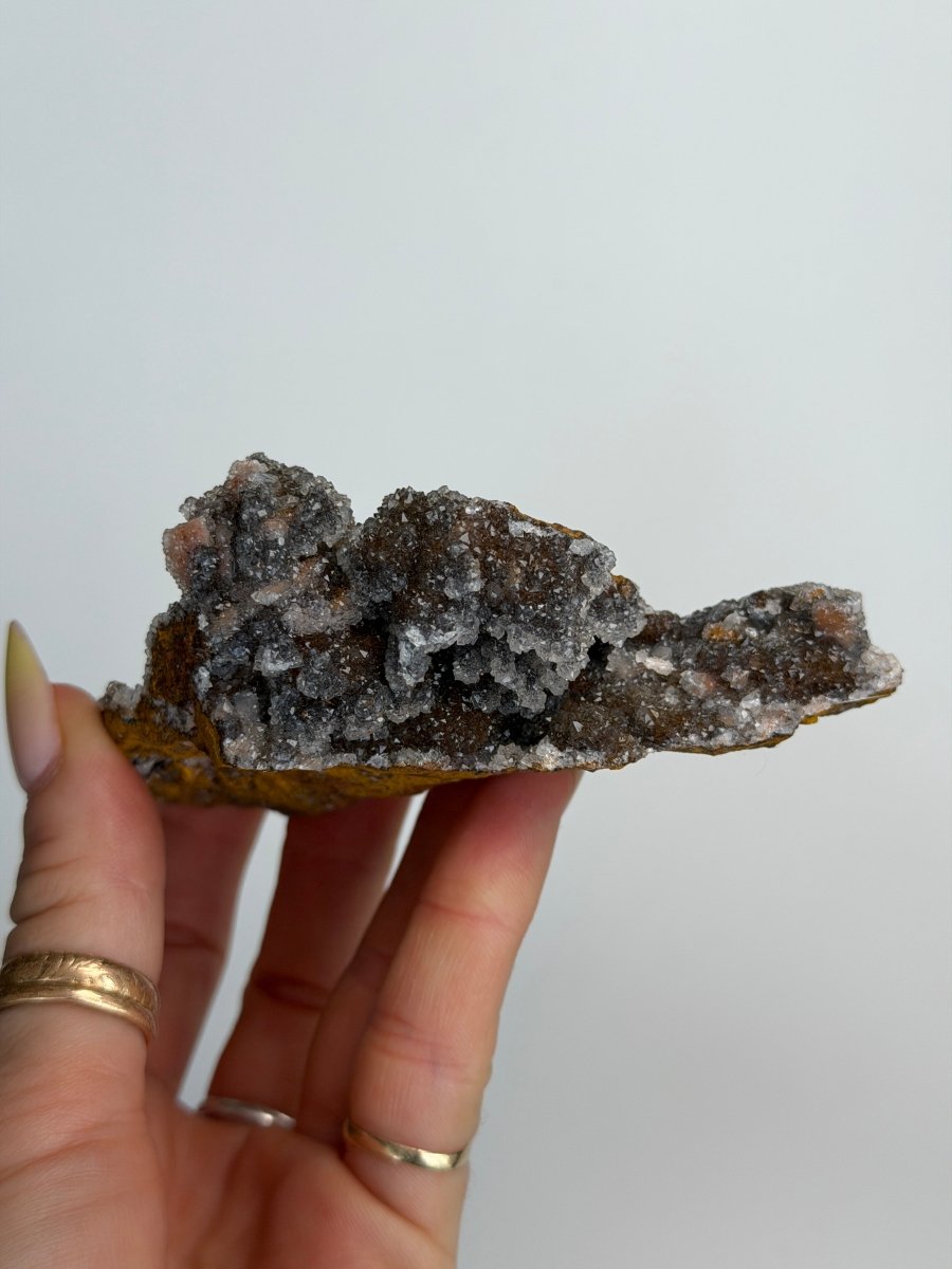 Manganese Quartz with Dog Tooth Calcite, Morocco Manganese Quartz Morocco - Haus of Moss + Moon