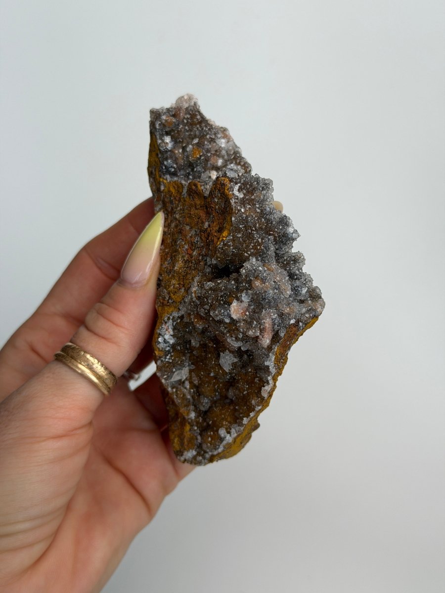 Manganese Quartz with Dog Tooth Calcite, Morocco Manganese Quartz Morocco - Haus of Moss + Moon