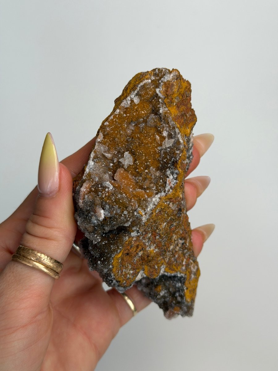 Manganese Quartz with Dog Tooth Calcite, Morocco Manganese Quartz Morocco - Haus of Moss + Moon